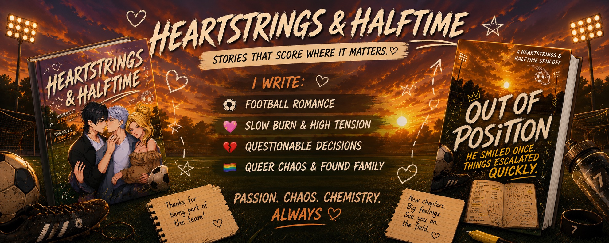 Heartstrings & Halftime — Football romance stories banner